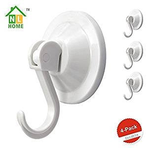 NewNest Australia - NL HOME Suction Cup Hooks, Powerful Vacuum Hook for Coat Towel Robe Bathroom Kitchen Shower Bath, Set of 4, White 