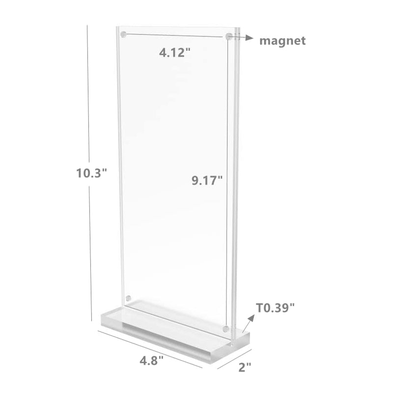 FixtureDisplays® 4 x 9 (Inside Magnet Dims) Acrylic Sign Holder with Magnets, T-Style - Clear19038 19038 - NewNest Australia