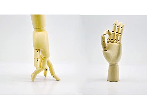 Wood Artist Drawing Manikin Articulated Mannequin with Wooden Flexible Fingers 10" Left Hand (10 inches-Left Hand) 10 inches-left hand - NewNest Australia