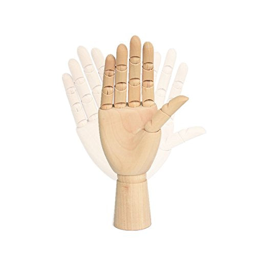 Alikeke 2 Pcs Wooden Hand Model Flexible Moveable Fingers Manikin Hand Figure Both Left and Right Hand for Sketching Drawing Home Office Desk Posable Joints Kids Children Toys Gift 10 INCH - NewNest Australia