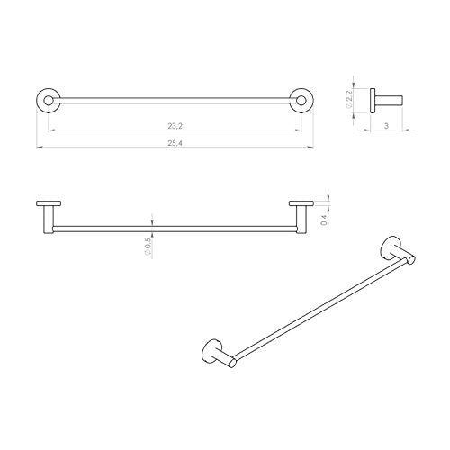 Gedy FE21-60-13 Felce Towel Holder, 0.9" L x 25.95" W, 24", Chrome 24 Inch - NewNest Australia