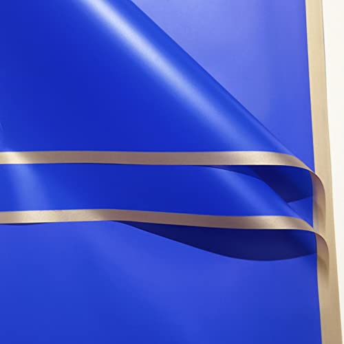 20 Sheets Pure color rose gold edge Flower Wrapping Paper,Florist Bouquet Supplies,DIY Crafts,Gift Packaging or Gift Box Packaging, Wraps Waterproof Floral Wrapping Paper 22.8 * 22.8Inch (Blue gem) Blue gem - NewNest Australia