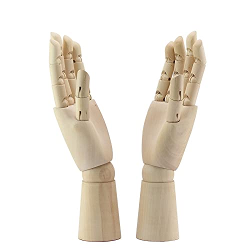 Wood Artist Drawing Manikin Articulated Mannequin with Wooden Flexible Fingers 10" Left Hand (10 inches-Left Hand) 10 inches-left hand - NewNest Australia