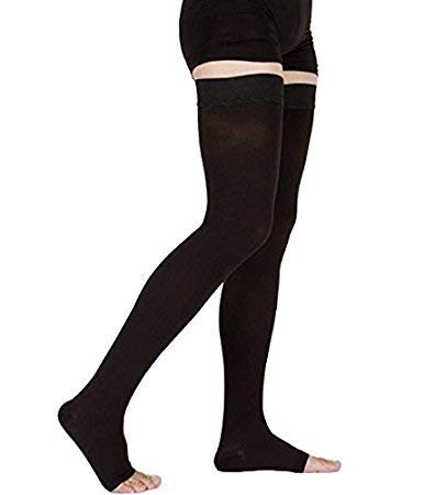 PEDIMEND Open Toe Graduated Compression Stockings (1PAIR - 2PCS) | Ideal for Swelling/Varicose Veins/Edema/Pregnancy | Effective Relief from Tightness & Muscle Soreness (Black) Black - NewNest Australia