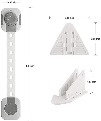 Safety Cabinet Locks for Babies & Child, 3 Pack of Adjustable Baby Proof Drawers, Cabinets, Oven, Toilet Seat Password Locks-2&6Pack of 3M Adhesive Sliding Door&Windows Latch -No Tool or Drill - NewNest Australia