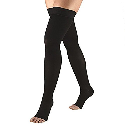 PEDIMEND Compression Thigh Highs Open Toe Stocking (1PAIR – 2PCS) - Leg Support Hose for Varicose Vein Treatment/Swollen Legs - for Men and Women (Black) 2 Count (Pack of 1) Black - NewNest Australia