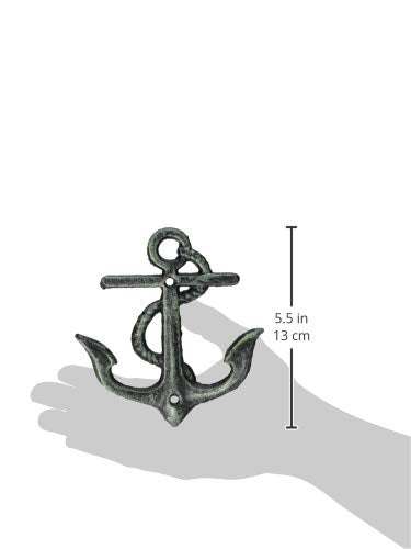 NewNest Australia - Nautical Sea Anchors Heavy Duty Wall Hooks - Set of 3 - Antique Weathered Verdigris Green Finish 