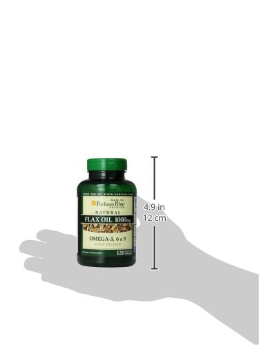 Puritan's Pride Premium Natural Flax Oil 1000 mg Omega-3, 6 & 9 Cold Pressed, 120 Softgels - NewNest Australia