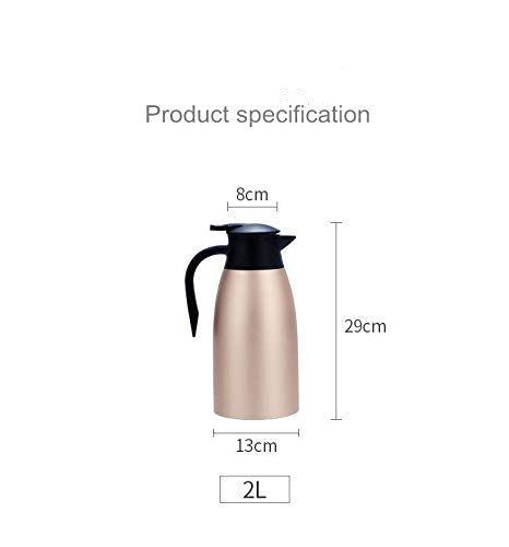 Insulated Vacuum Jug 2 Litre Stainless Steel Double Walled Vacuum Coffee Pot Insulated Coffee Tea Carafe, Hot & Cold Drinks Dispenser, Drip-Free, Rose Gold - NewNest Australia