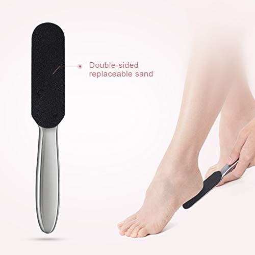 Stainless Steel Double-Sided Foot File and Callus Remover for Hard Skin Professional with Ten Free Refill Grits Replacement Pads - NewNest Australia