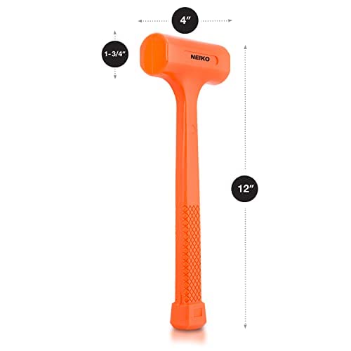 Neiko 02846A 1 LB Dead Blow Hammer, Neon Orange I Unibody Molded | Checkered Grip | Spark and Rebound Resistant 1 Pound - NewNest Australia