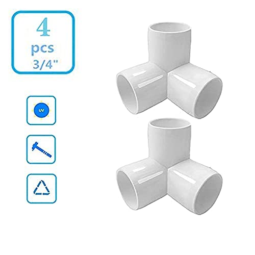 TOMEX 3/4 pvc fittings 3 directions pvc elbow 3/4 angle cross elbow 90 degree suitable for greenhouse tube, tent connection T-shirt, furniture construction grade SCH40 [4 pieces] 3/4 inch - NewNest Australia