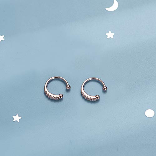 Ear Cuff Clip On Fake CZ Earrings Small Hoop Huggies Sterling Silver Cubic Zirconia No Piercing Cartilage Earring for Women Girls Hypoallergenic Huggie Hoops 10mm Gifts BFF - NewNest Australia