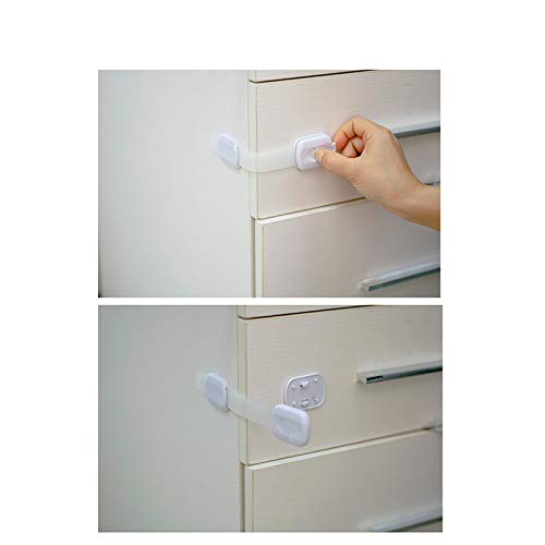 Child proof Safety cabinet Locks for Doors, Drawers, Appliances, Toilet seat, Oven. No drilling or Tools required - Plus 9 Extra 3M Adhesive Included - Adjustable Length - 6 Pack, White - NewNest Australia