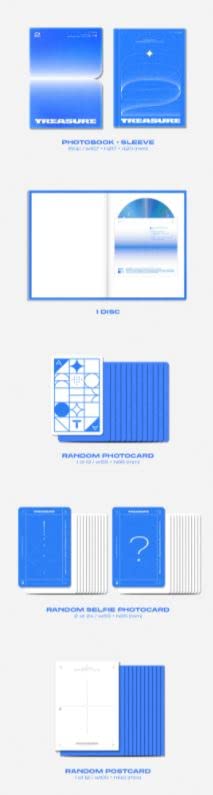Treasure The Second Step : Chapter One 1st Mini Album PhotoBook Version A-Blue Cover CD+150p PhotoBook+2p Selfie PhotoCard+1p Postcard+1p Sticker+Tracking Kpop Sealed - NewNest Australia