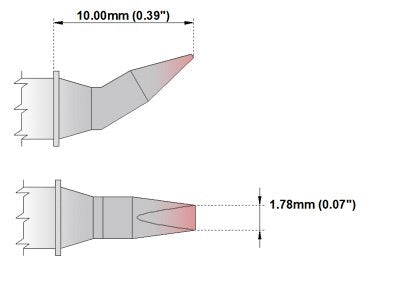 Thermaltronics M7CB225 Chisel Bent 30deg 1.78mm (0.07in) interchangeable for Metcal STTC-198 - NewNest Australia