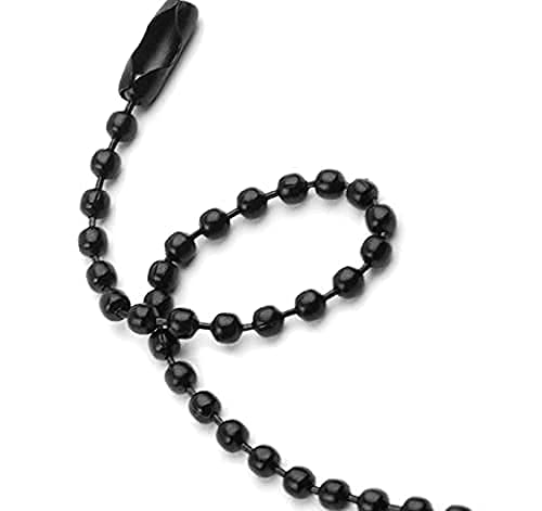 VIUJUH 150 pcs 100mm Bead Connector Clasp,2.4mm Diameter Ball Chain Keychain Rings Metal Bead Chain Nickel Chain Dog Tag Chain (Black) Black - NewNest Australia