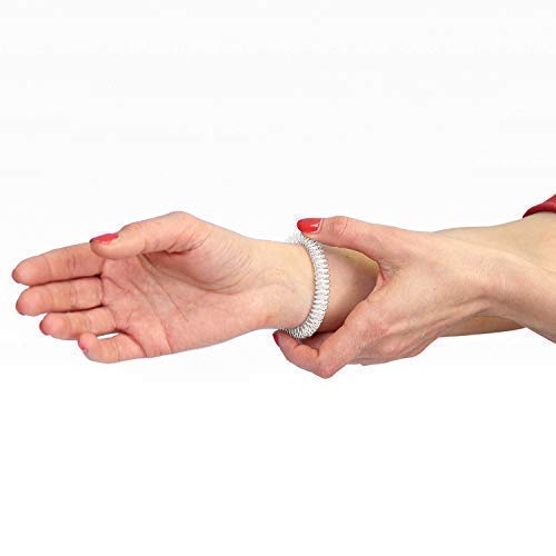 Chi-Enterprise - Premium Massage Ring Set For Wrist And Fingers | Anti-Stress Bracelet And Ring Set | Acupressure Ring - Anxiety Ring | Contents: 1 X Bracelet (Silver) + 1 X Ring (Silver/Small) - NewNest Australia