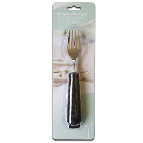 Mobiclinic Bendable Fork Ergonomic Table Fork Cutlery for Seniors Stainless Steel Fork Adjustable Angle Cutlery for Disabled Cutlery Black - NewNest Australia