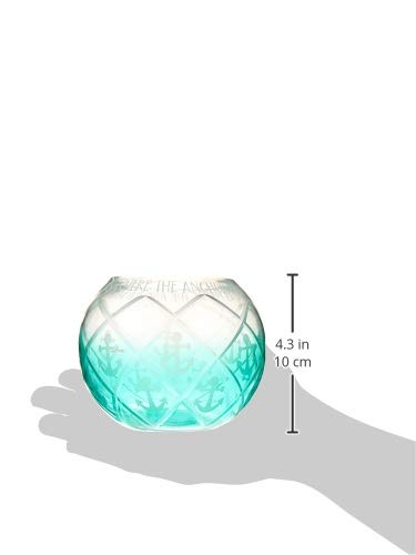 NewNest Australia - Pavilion - Aqua Ombre Diamond Cut Anchor Pattern Beach House 5 Inch Round Tealight Candle Holder - Home Is Where The Anchor Drops 