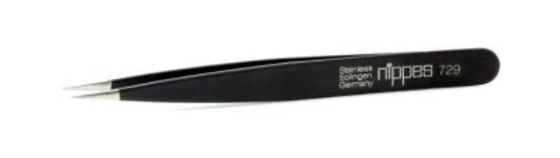 Nippes Solingen 729 Tweezers With Narrow Fine Tip | Stainless Steel | Black | 9.5Cm Length | Tweezers Eyebrow Plucking | Tweezers Pointed | For Precise Hair Removal - NewNest Australia