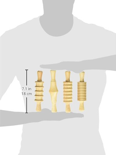 Creativity Street AC3748DI Clay and Dough Pattern Rolling Pin Set, 8-1/4" Size, Wood (Pack of 4) - NewNest Australia