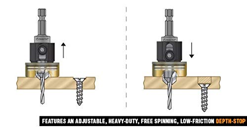 Amana Tool - (55227) Carbide Tipped 82° Countersink with Adjustable Depth Stop & No-Thrust Ball Bearing, 3/8 Dia x 1/8 Drill Packs - NewNest Australia