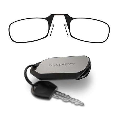 ThinOptics Keychain Case + Rectangular Reading Glasses Black 1 x - NewNest Australia
