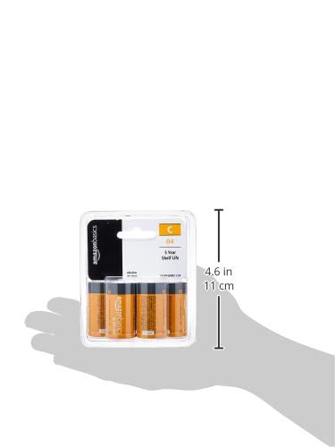 Amazon Basics 4 Pack C Cell All-Purpose Alkaline Batteries, 5-Year Shelf Life, Easy to Open Value Pack - NewNest Australia