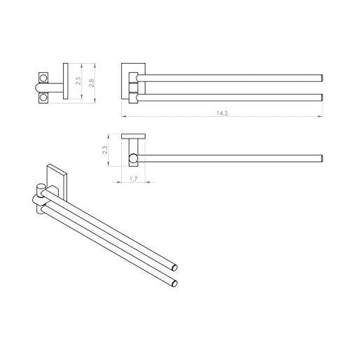 Gedy Maine Polished Double Arm Swivel Towel Bar, Chrome, 14" - NewNest Australia