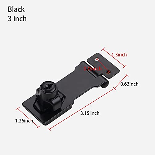 2 Packs Keyed Hasp Locks Twist Knob Keyed Locking Hasp for Small Doors, Cabinets and More,Stainless Steel Steel, Chrome Plated Hasp Lock Catch Latch Safety Lock (Black 3inch) - NewNest Australia