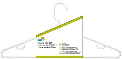 NewNest Australia - Honey-Can-Do HNG-01523 Recycled Plastic Hangers, 15-Pack, White Brilliant White 