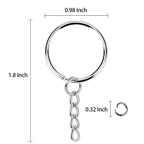 100 Sets Key Ring with Chain and Open Jump,1 inch Split Round Keychain Rings Bulk for Craft Making Jewelry - NewNest Australia