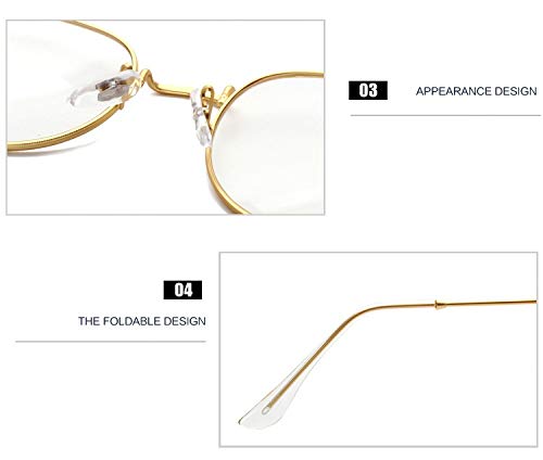MIGOO Classic Round Blue Light Filter Glasses Without Strength Metal Frame Retro Glasses Frames Nerd Glasses Unisex (Men/Women) Gold Anti-blue Light - NewNest Australia