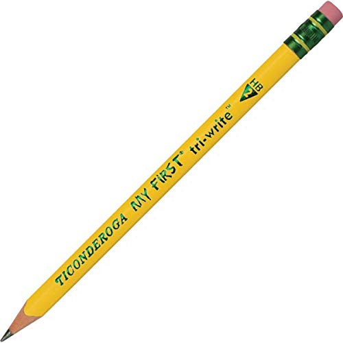 Ticonderoga® Tri-Write Beginners' Pencils with Erasers, 2 Soft, Yellow Barrel, Pack of 36 w/ Erasers - NewNest Australia