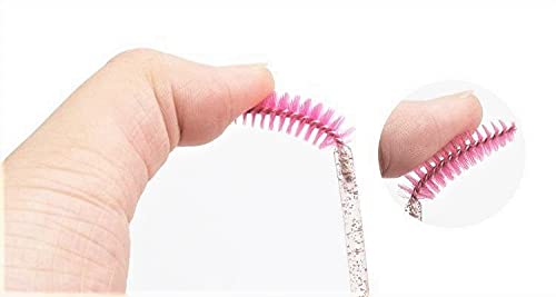 ÂME BY M 100pcs Disposable Mascara Wands Pink Crystal Eyelash Brush Eyebrow Brush Spoolie Eyelash Applicator Lash Extension Eyebrow Comb Castor Oil Brush Makeup Tool - NewNest Australia