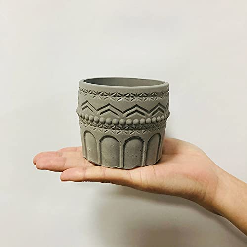 Concrete Flower Pot Silicone Molds Retro Pattern Art Design Silicone Planter Molds Succulent Plants Cement Clay Molds Epoxy Jewelry Storage Box Moulds - NewNest Australia
