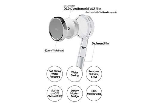DailyCha-E ACF & Vitamin filtered showerhead : Reduces Chlorine, Lead, Increased Water Pressure, Aromatherapy also Easy Installation, Made in Korea Clear - NewNest Australia