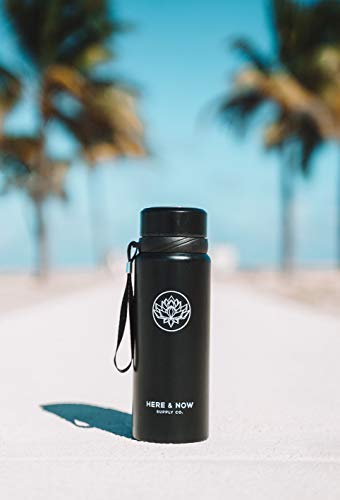 NewNest Australia - 25 oz Multi-Function Travel Mug and Tumbler | Tea Infuser Water Bottle | Fruit Infused Flask | Hot & Cold Double Wall Stainless Steel Coffee Thermos | by Here & Now Supply Co. (Zen Black) Zen Black 