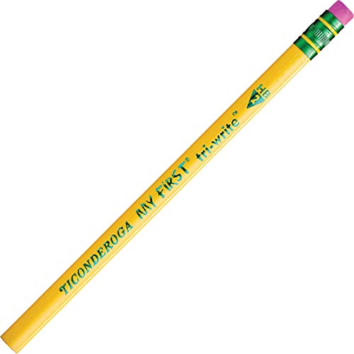 Ticonderoga® Tri-Write Beginners' Pencils with Erasers, 2 Soft, Yellow Barrel, Pack of 36 w/ Erasers - NewNest Australia