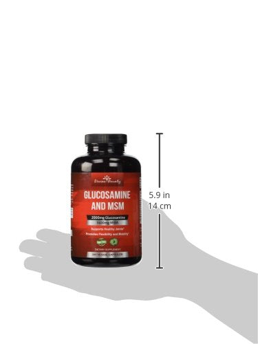 Glucosamine Sulfate Supplement (2000mg per Serving) with MSM - 240 Small Vegetarian Capsules - No Shellfish, GMO's or Harmful Additives - NewNest Australia