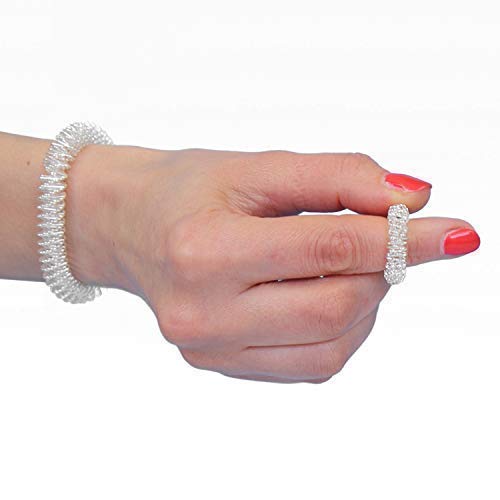 Chi-Enterprise - Premium Massage Ring Set For Wrist And Fingers | Anti-Stress Bracelet And Ring Set | Acupressure Ring - Anxiety Ring | Contents: 1 X Bracelet (Silver) + 1 X Ring (Silver/Small) - NewNest Australia