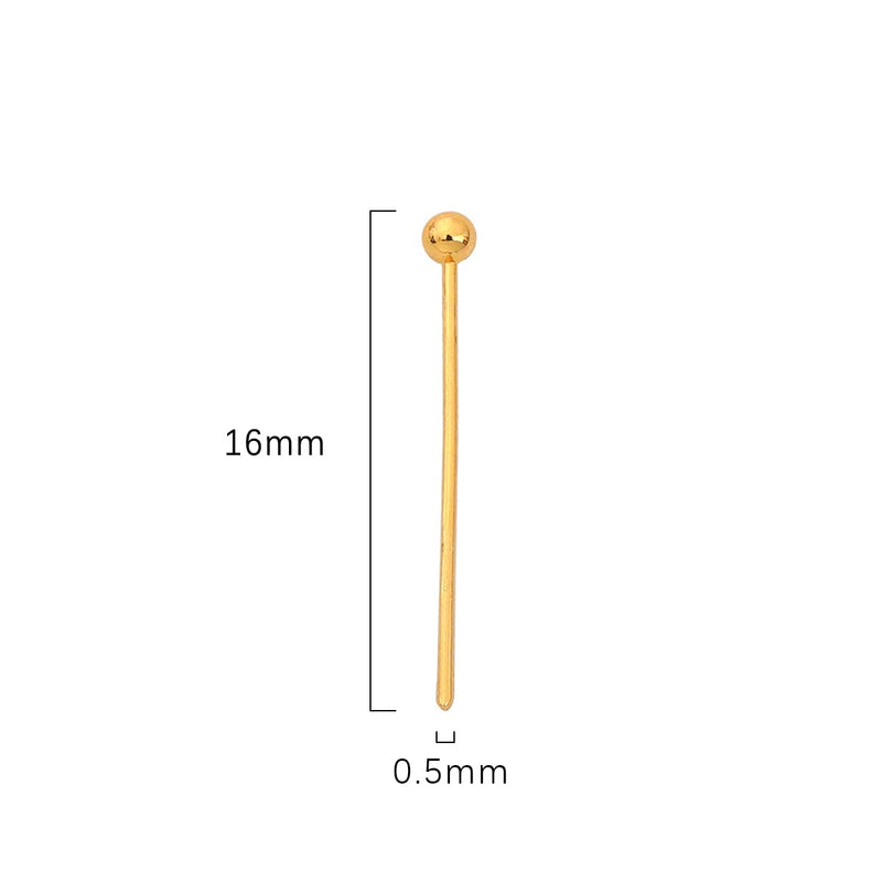 BEADIA 18K Gold Plated Ball Head Pins 16mm 400pcs for Jewelry Making Findings 16x0.5mm - NewNest Australia