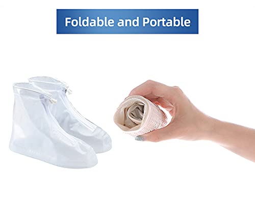 Waterproof Shoes Cover, Non-slip Rain Snow Boots Shoes Cover Reusable Women Men PVC Rubber Sole Overshoes Protectors for Outdoor Cycling Camping Fishing Travel (XXL, White) XXL/12in - NewNest Australia