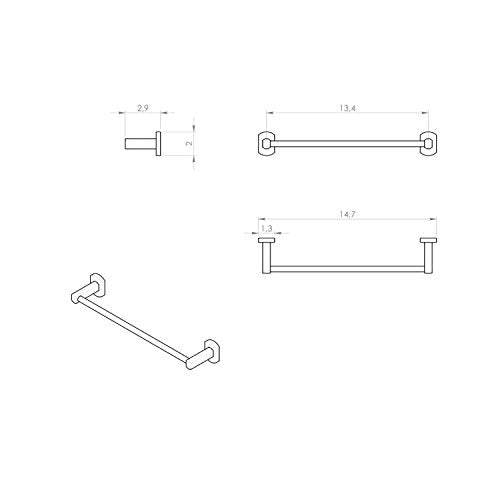 Gedy ED21-35-13 Edera Polished Towel Bar, Chrome, 14" 14 Inch - NewNest Australia