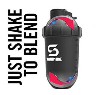 ShakeSphere Tumbler: Protein Shaker Bottle, 24oz ● Capsule Shape Mixing ● Easy Clean Up ● No Blending Ball or Whisk Needed ● BPA Free ● Mix & Drink Shakes, Smoothies - Cyan Blue Cyan Metallic With White Logo - NewNest Australia