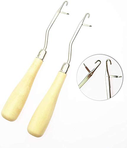 Onwon 3 Pcs Wooden Bent Latch Hook Tool, Superior Quality Crochet Needle Hook Knitting Tool Kit Perfect for Rug Making and Art Crafts - NewNest Australia