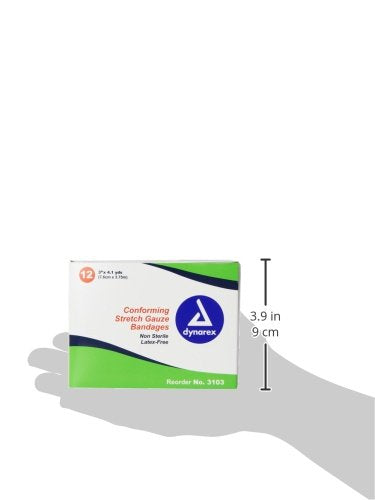 Dynarex Non Sterile Stretch Gauze Bandage Roll,3" x 4.1yd, 12 Count 12 Count (Pack of 1) - NewNest Australia