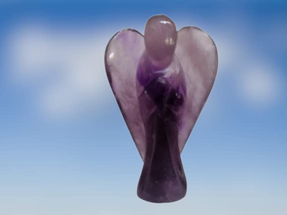 Amethyst Guardian Angel Hand Carved 2 Inch Crystal Pocket Natural Gemstone Statue Mini Figurine Ornament Decoration, Reiki Healing Spiritual Stones Including*Extra*25mm Amethyst Tumble Stone Gift Box - NewNest Australia