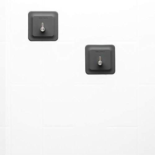 NewNest Australia - Tooletries - The Arnold Reusable Hook 2 Pack Silicone Waterproof Removable and Reusable Shower Hooks. Bathroom Storage for Towel, loofah, Brush, Robe (Charcoal) Charcoal 